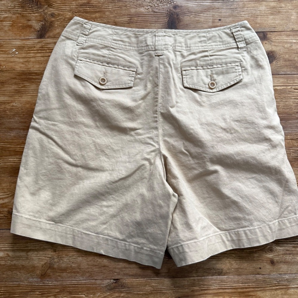 Talbots Tan Y2K Khaki Cotton Stretch Bermuda Chino Walking 7" Shorts WM's 10 EUC - Picture 4 of 9